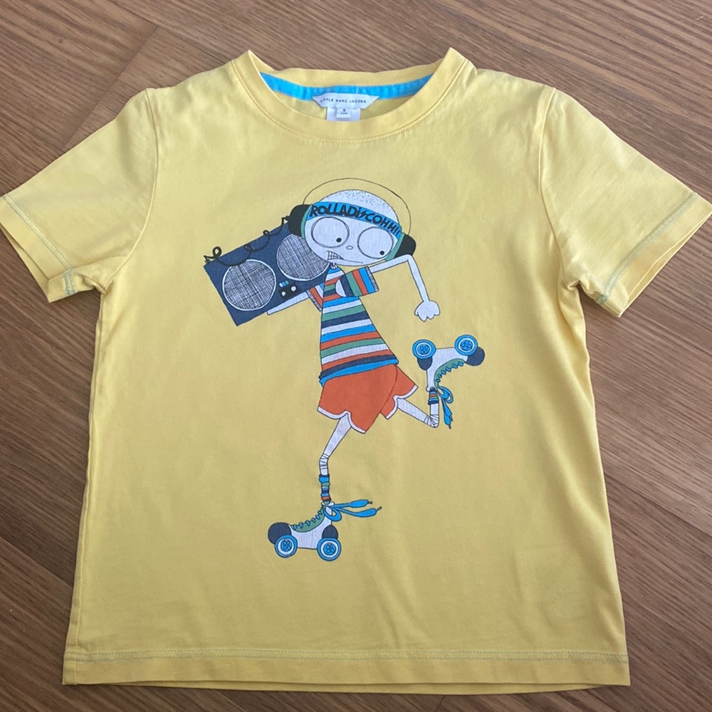 Little Marc Jacobs Unisex Boy Girl Rollerblade Mr Marc Yellow Cotton T-Shirt 8